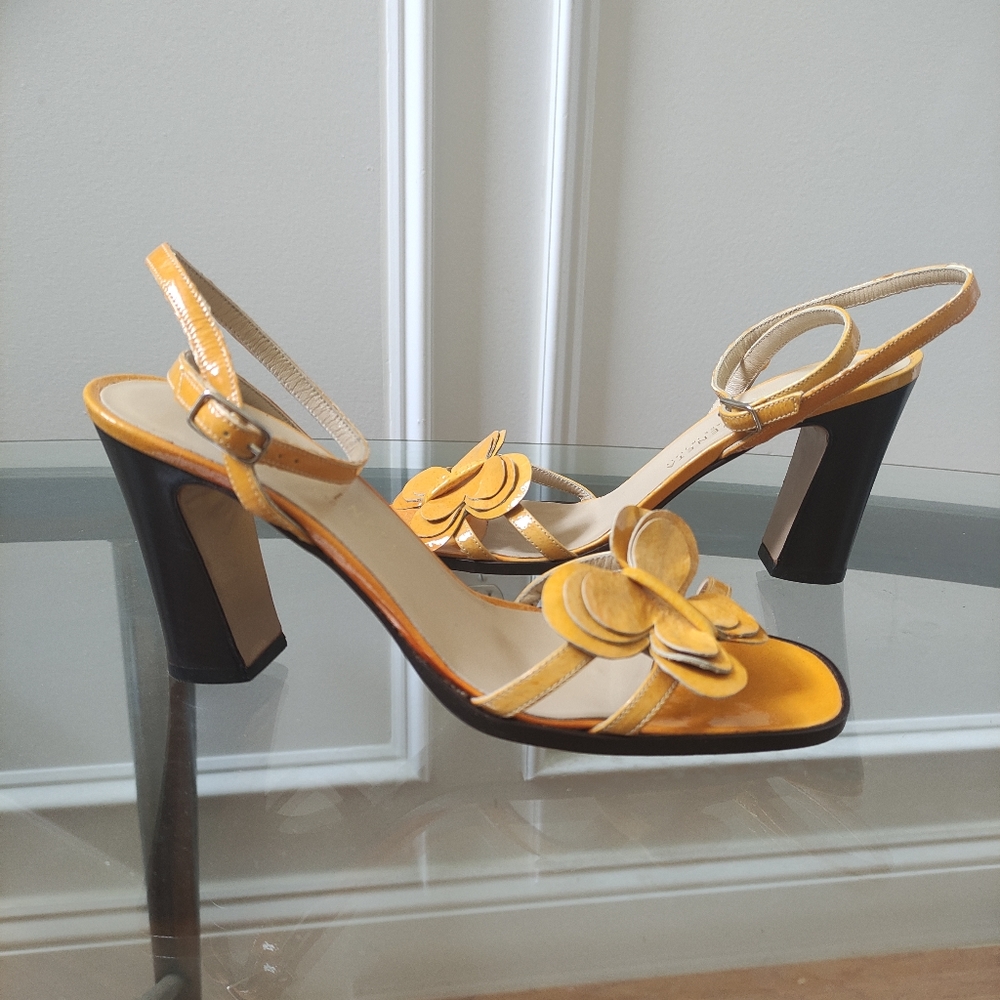 Bottega Veneta patent leather sandals ankle strap slingback heels sandals 6.5B